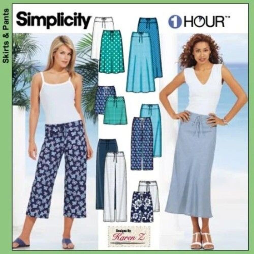 Simplicity 7229 Pattern Misses Drawstring Skirt Pants Sz 6 8 10 12 UNCUT FF